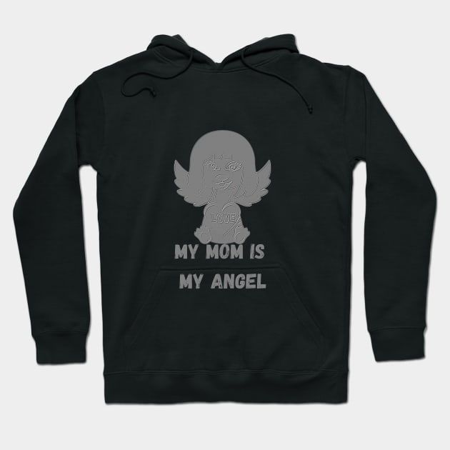 gray cute angel mom Hoodie by crearty art